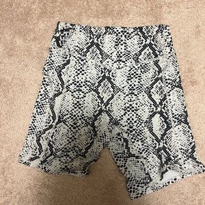 Women's Athletic Shorts in Black and White Snake Print